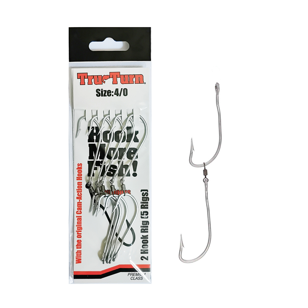 cam action fishing hook Tru Turn Gang Hooks 2 Hooks 5 Sets – Anglerpower Fishing Tackle