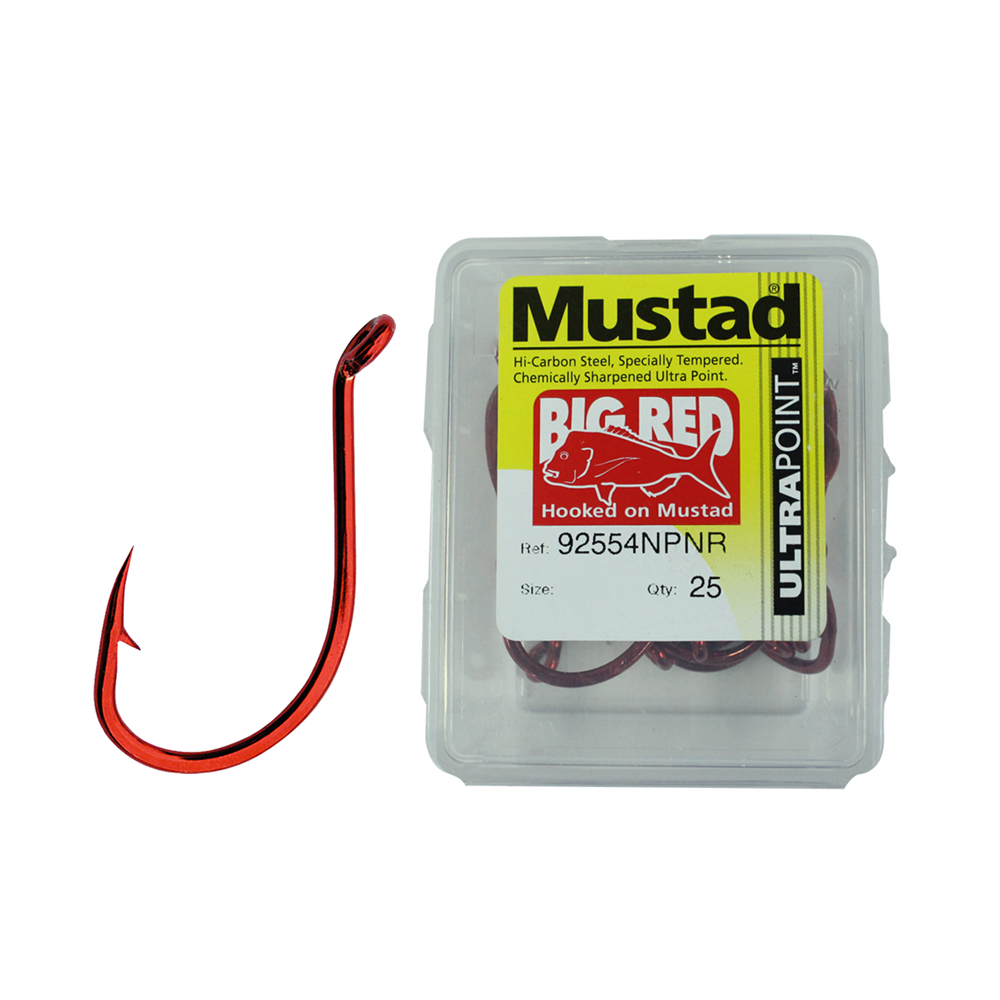 Mustad 92554 Big Red Hooks (Box of 25)  Anglerpower Fishing Tackle