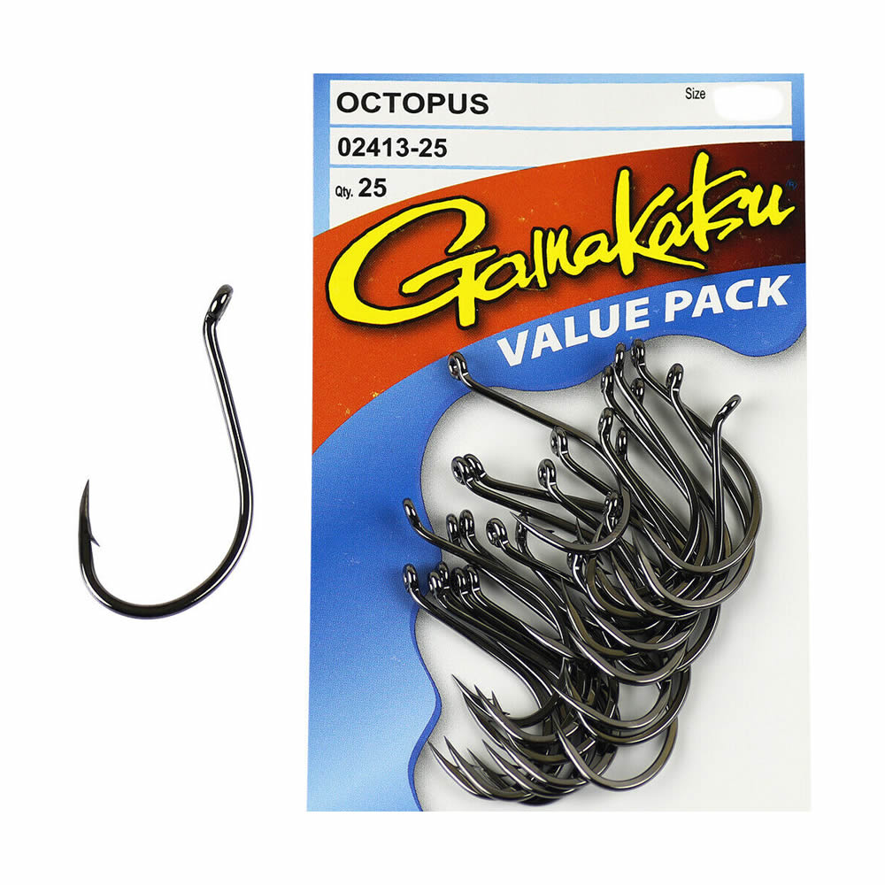 Gamakatsu Black Octopus Hooks – 100-Pack, Size 4 – Premium Quality Fishing Hooks For Saltwater & Freshwater
