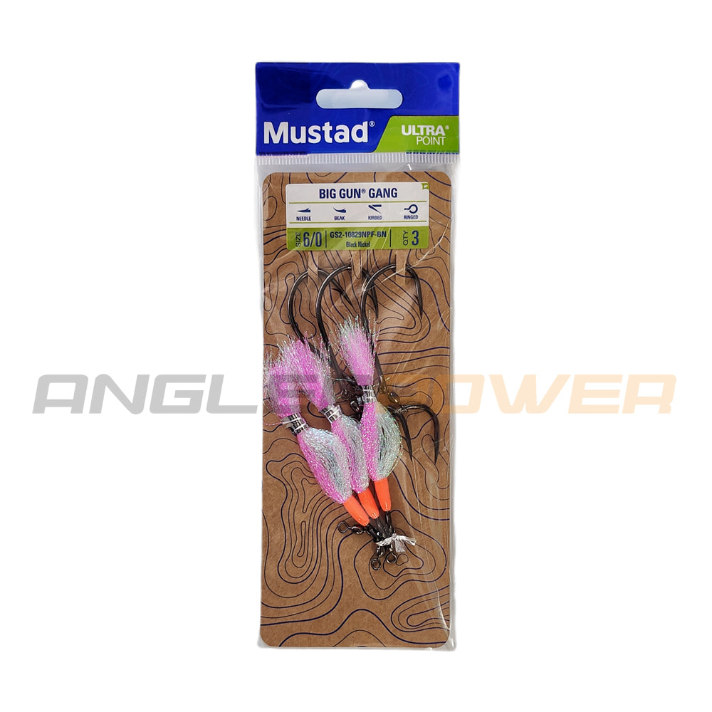 Mustad Big Gun Double Gang Hooks With Flasher 10829NPF-BN