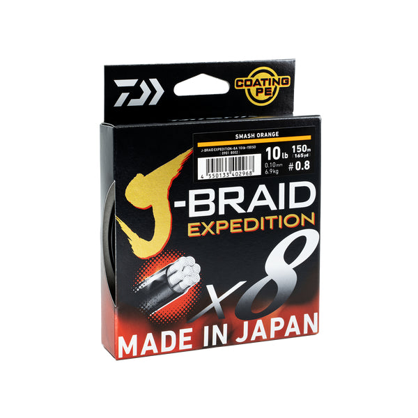 Daiwa J-Braid Expedition X8 Braid 300m Orange Colour