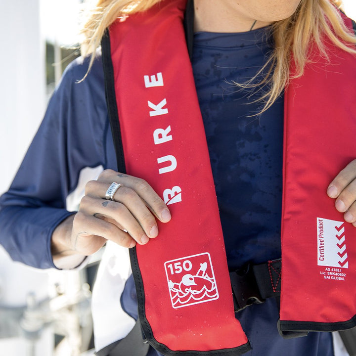 Burke Standard Level 150 Inflatable PFD Lifejacket (Red)