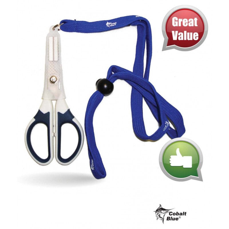Cobalt Blue Braid Scissors with Cap/Hook Sharpener/Lanyard