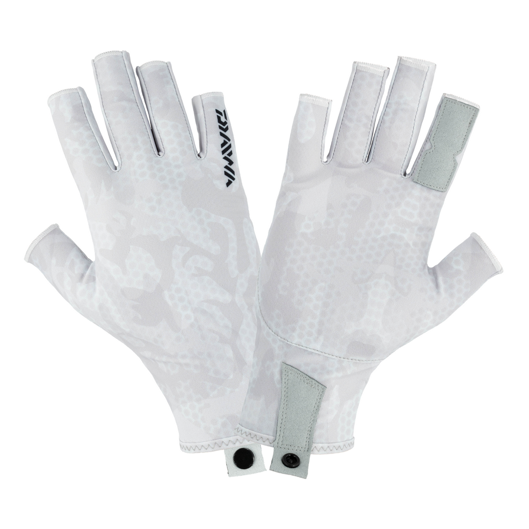 Daiwa UPF Pro Sun Gloves White Hex Camo