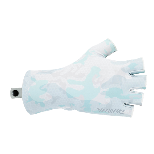 Daiwa UPF Sun Gloves Light Aqua Hex Camo