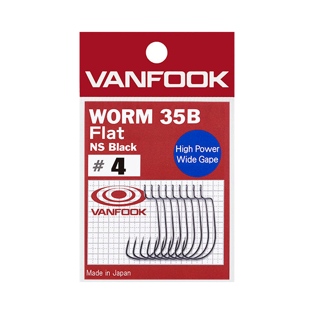 VANFOOK Worm 35B Hooks Black Fine Wire