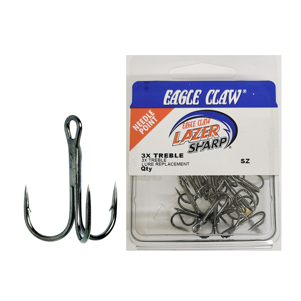 Eagle Claw 3X Treble Hooks (Qty 20pcs)