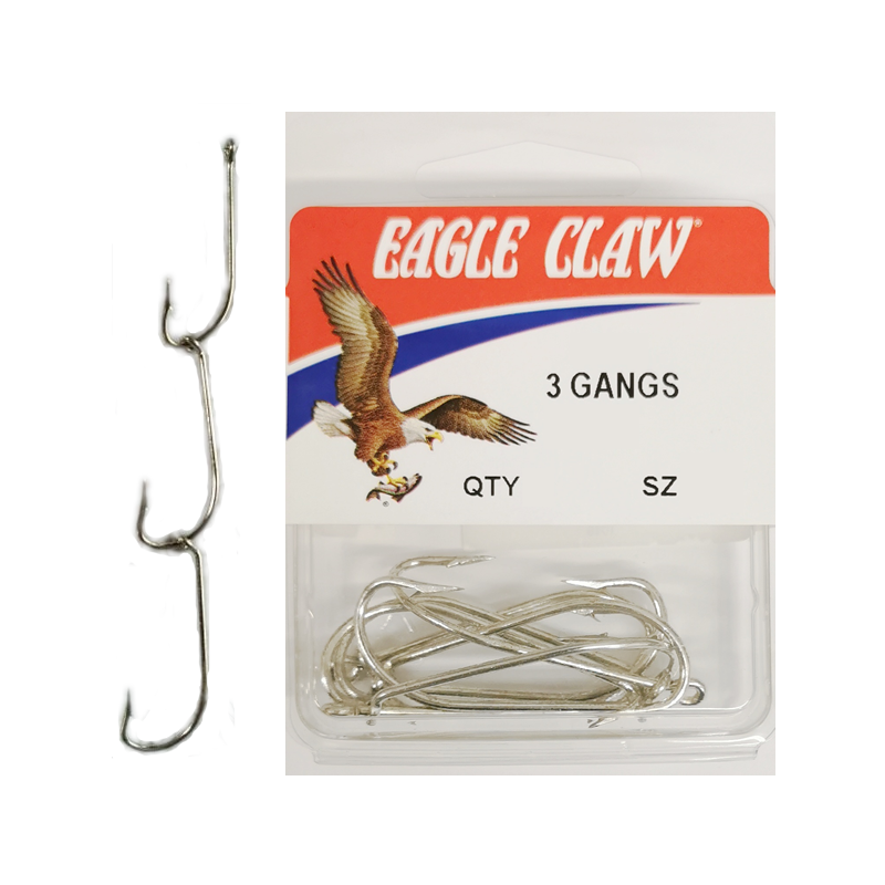Eagle Claw 3 Gang Hooks (3 Sets)