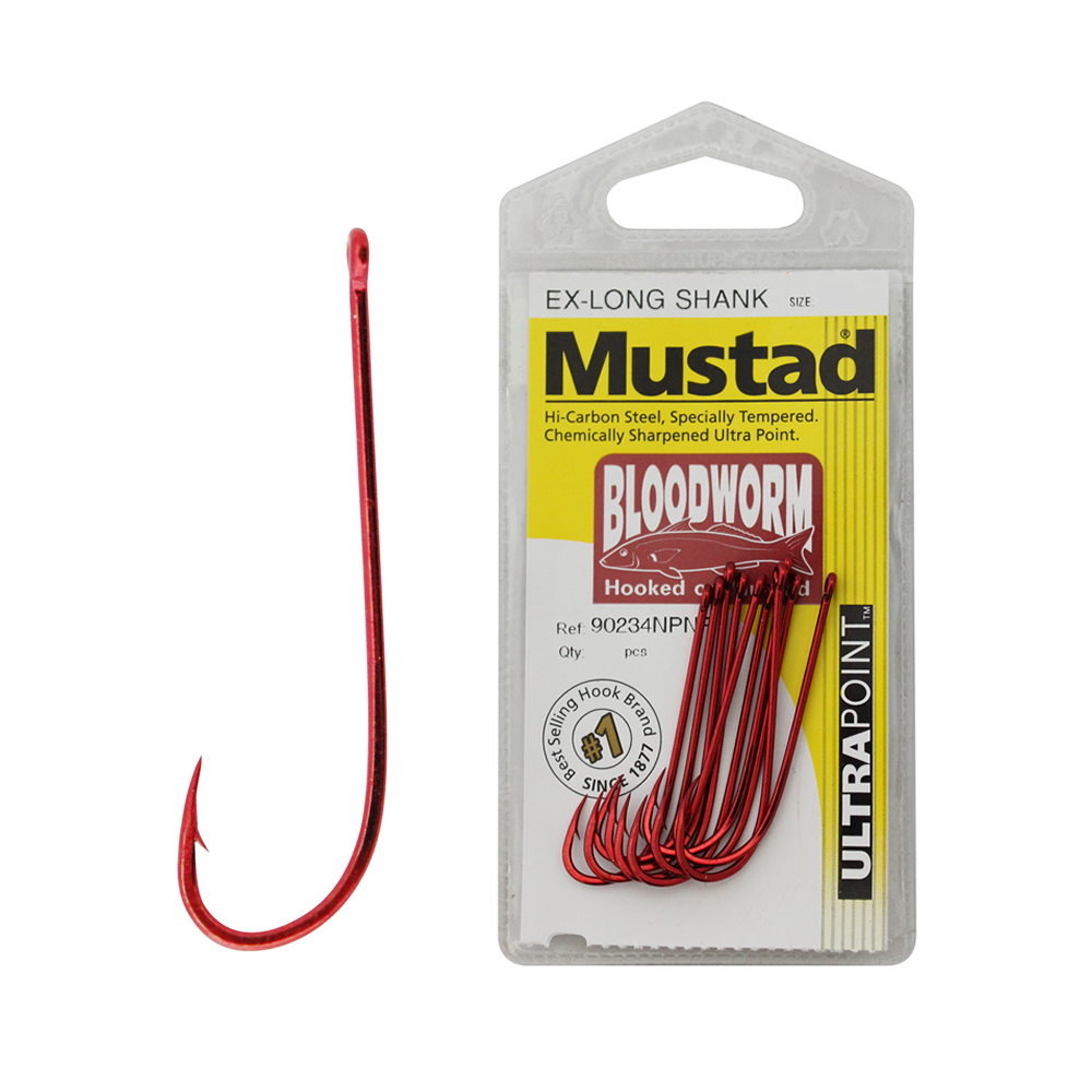 Mustad Bloodworm Longshank Hooks Pre Pack