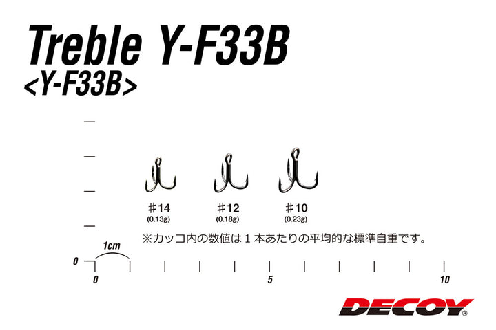 DECOY Y-F33B Black Treble Hooks